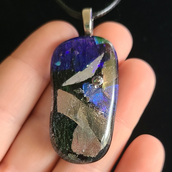 Jewelry - Multicolor Dichroic Glass Pendant Necklace